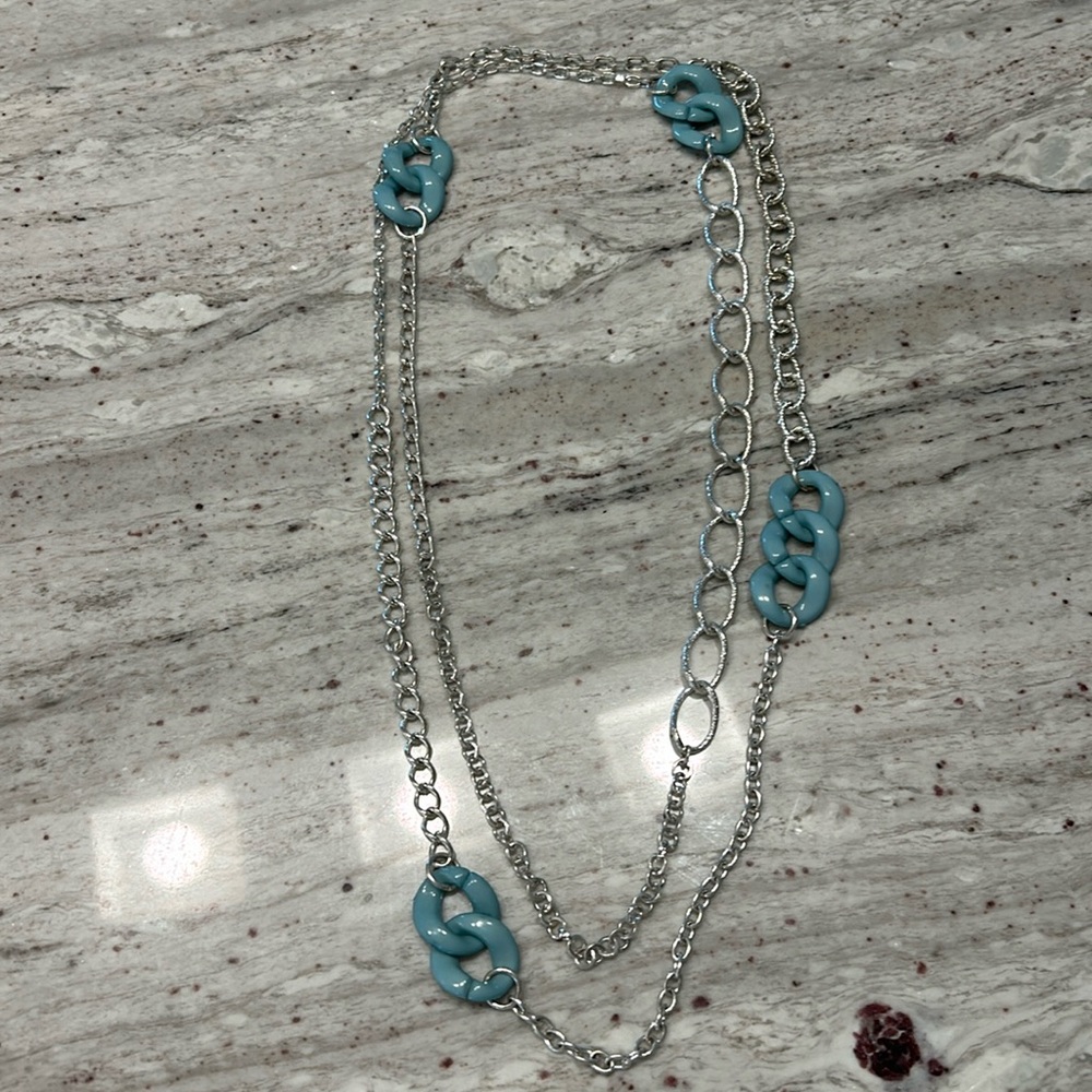 Long Silver Tone Vintage Necklace